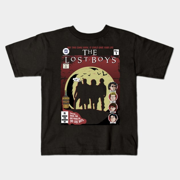 Vampires everywhere, Dwayne, David, Paul and Marko are The Lost Boys Kids T-Shirt by DaveLeonardo